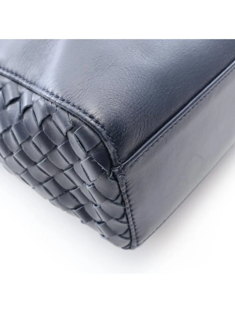 Bottega Veneta Tote Bag Intrecciato 2-Way Navy Leather